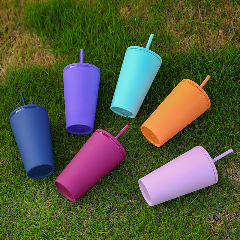 Customized double-layer straw plastic cup 4