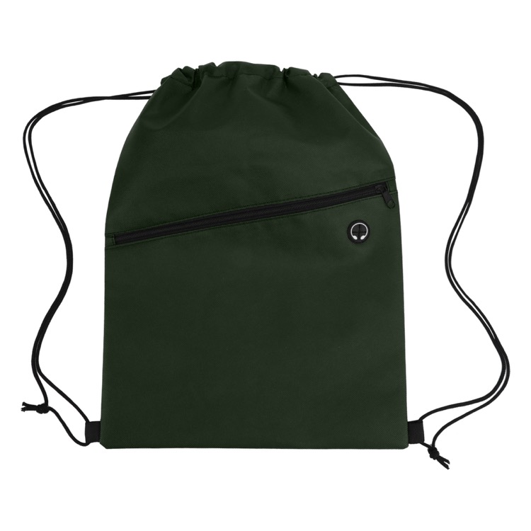 Non-Woven Sports Drawstring Bag with Front Zipper 3