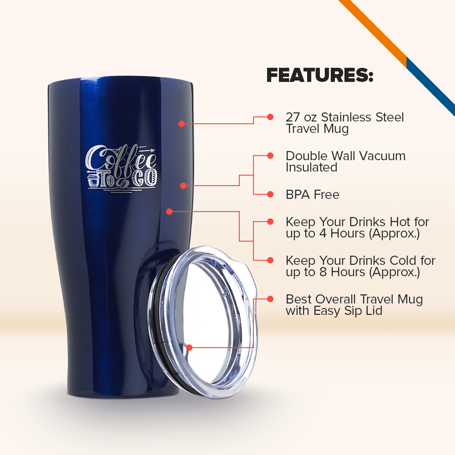Stitu Stainless Steel Travel Mug - 27 OZ. 20