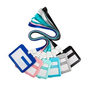 Slide Open Plastic Portrait Lanyard Card Holder 13