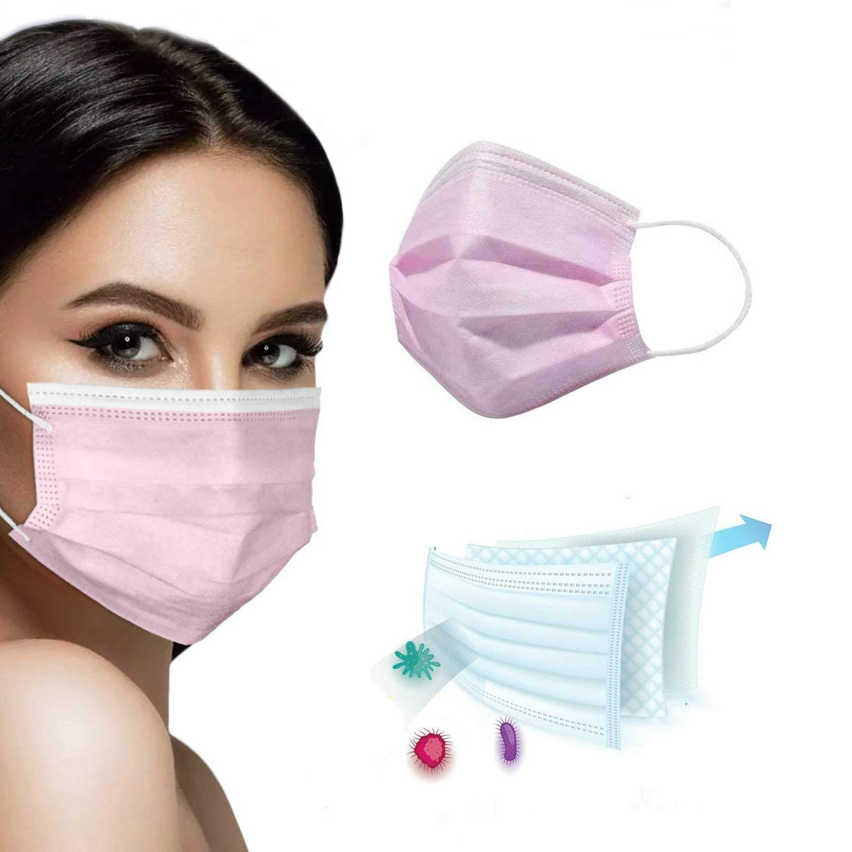 Special ! Disposable Masks In Black, Red, Pink, Gray, Blue - BLANK 7