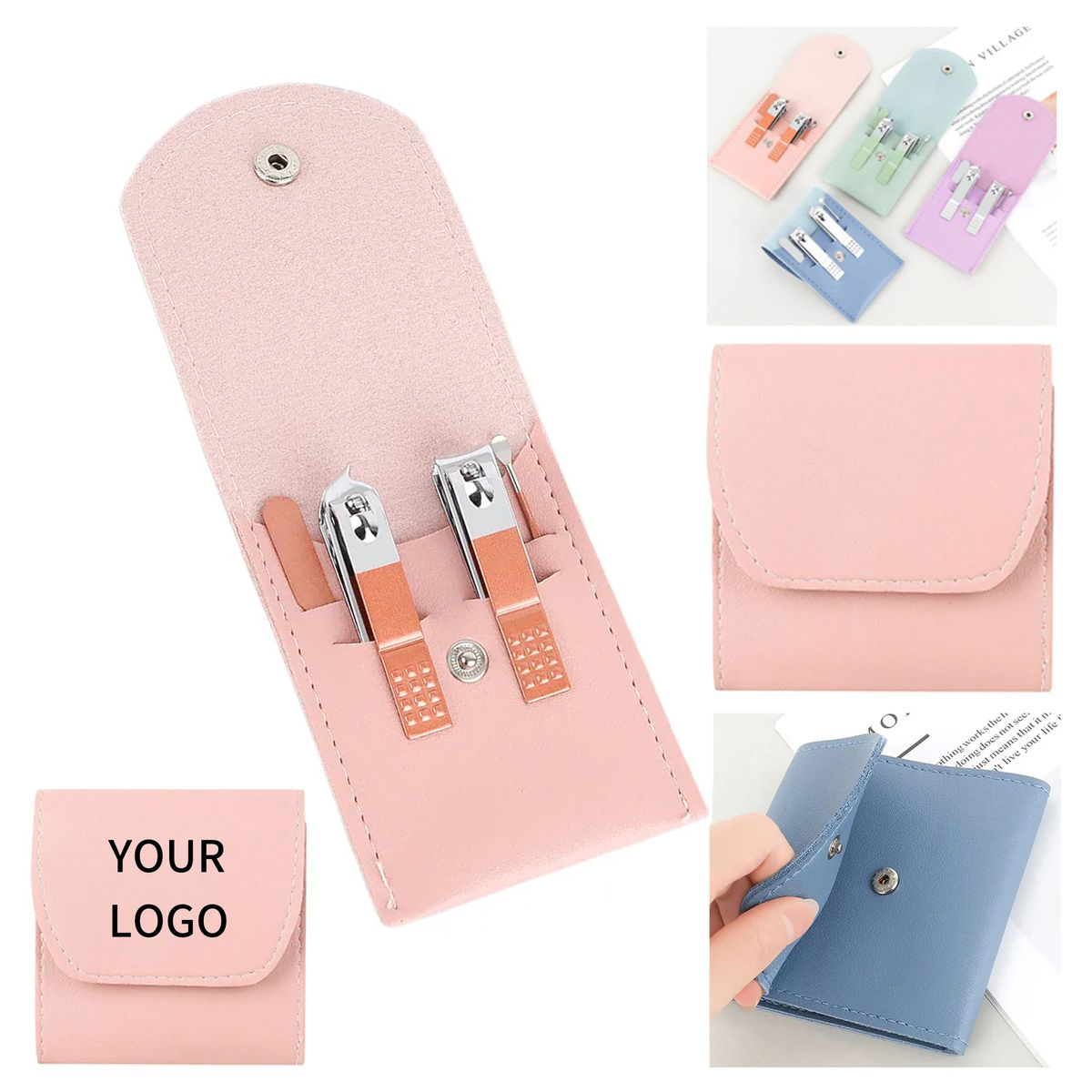 Compact Nail Grooming Set in Leather Travel Case 6