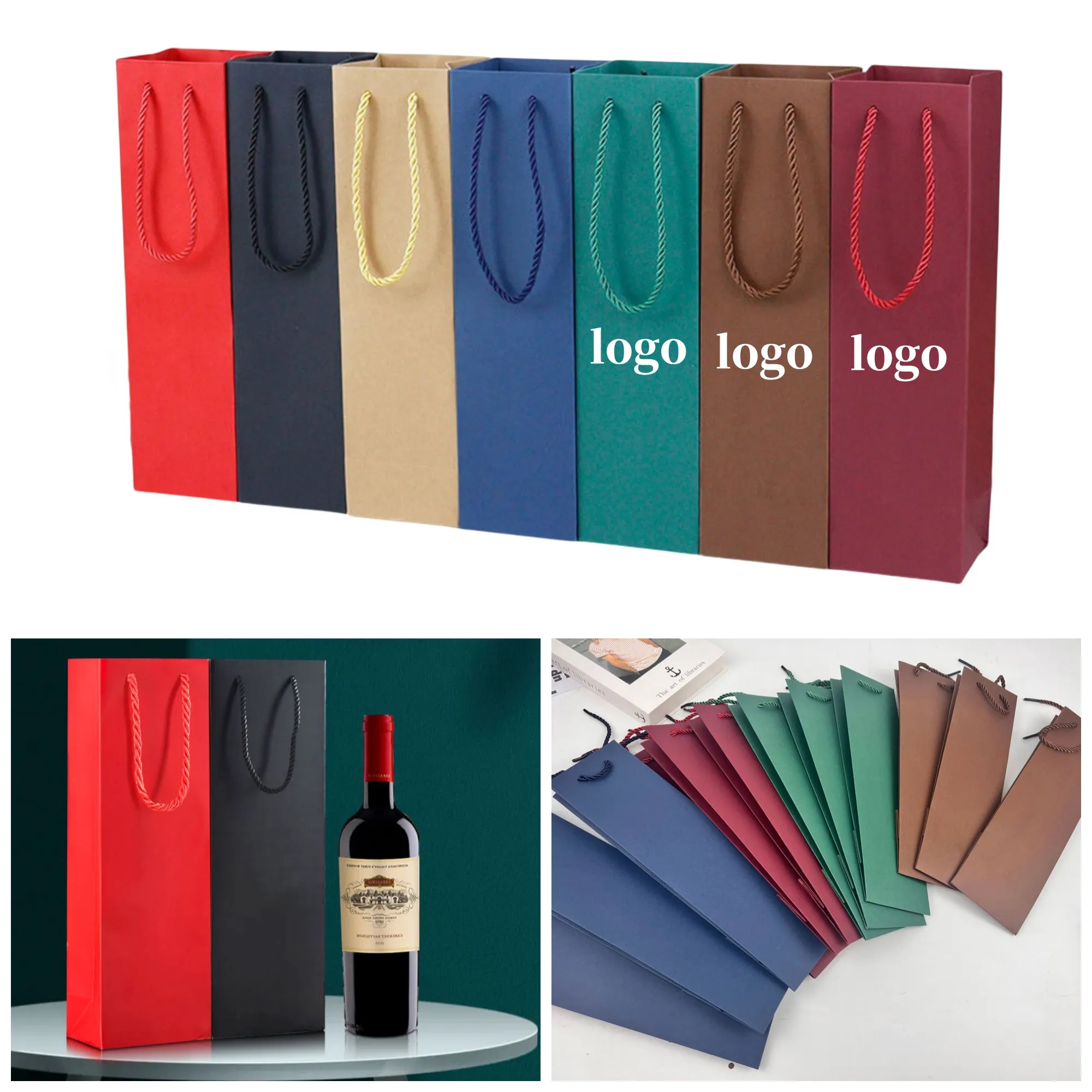 Colorful Wine Gift Paper Bags With Handles 10