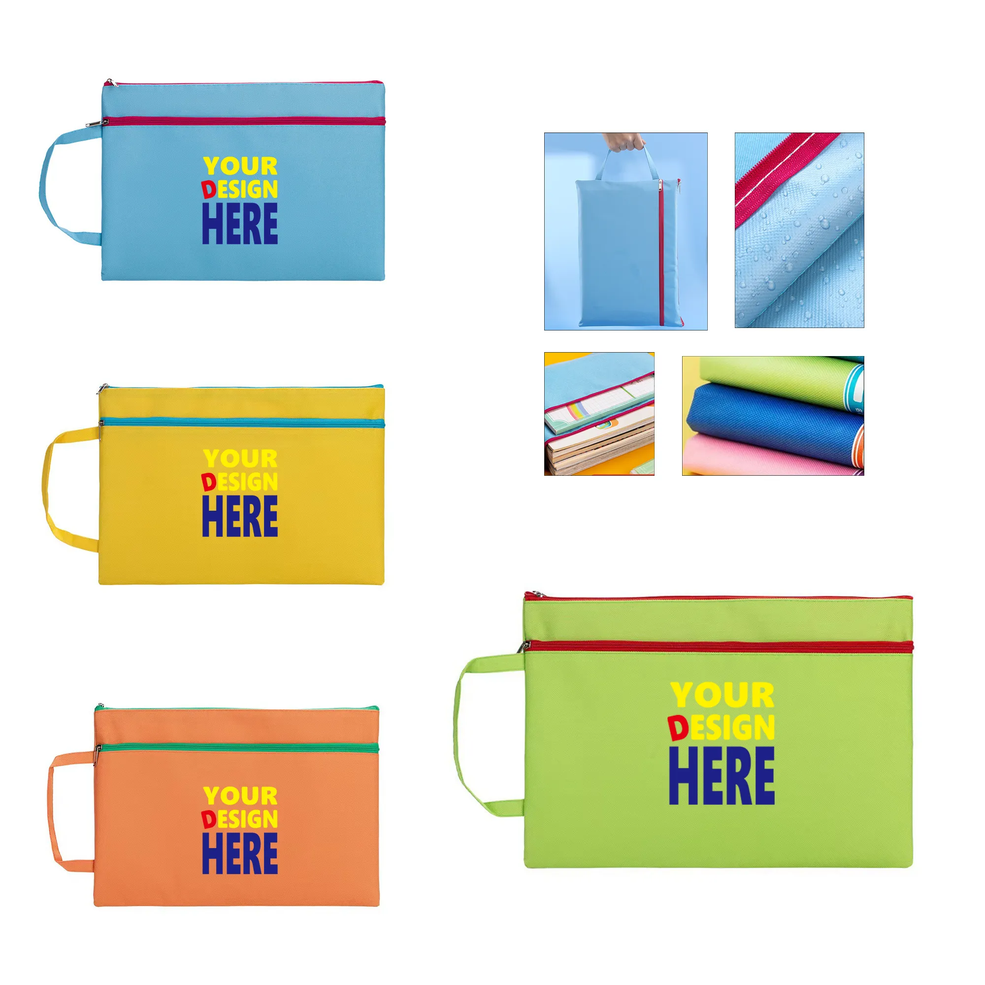 Full Color Waterproof Double Layer Zipper Document Pouch