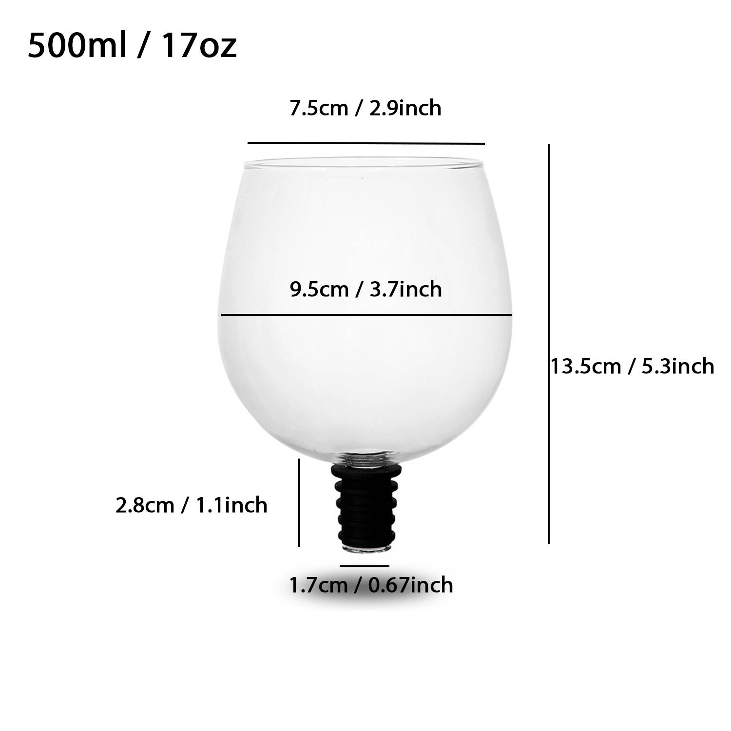 17oz Wine Glass Topper Drink Straight from The Bottle 9