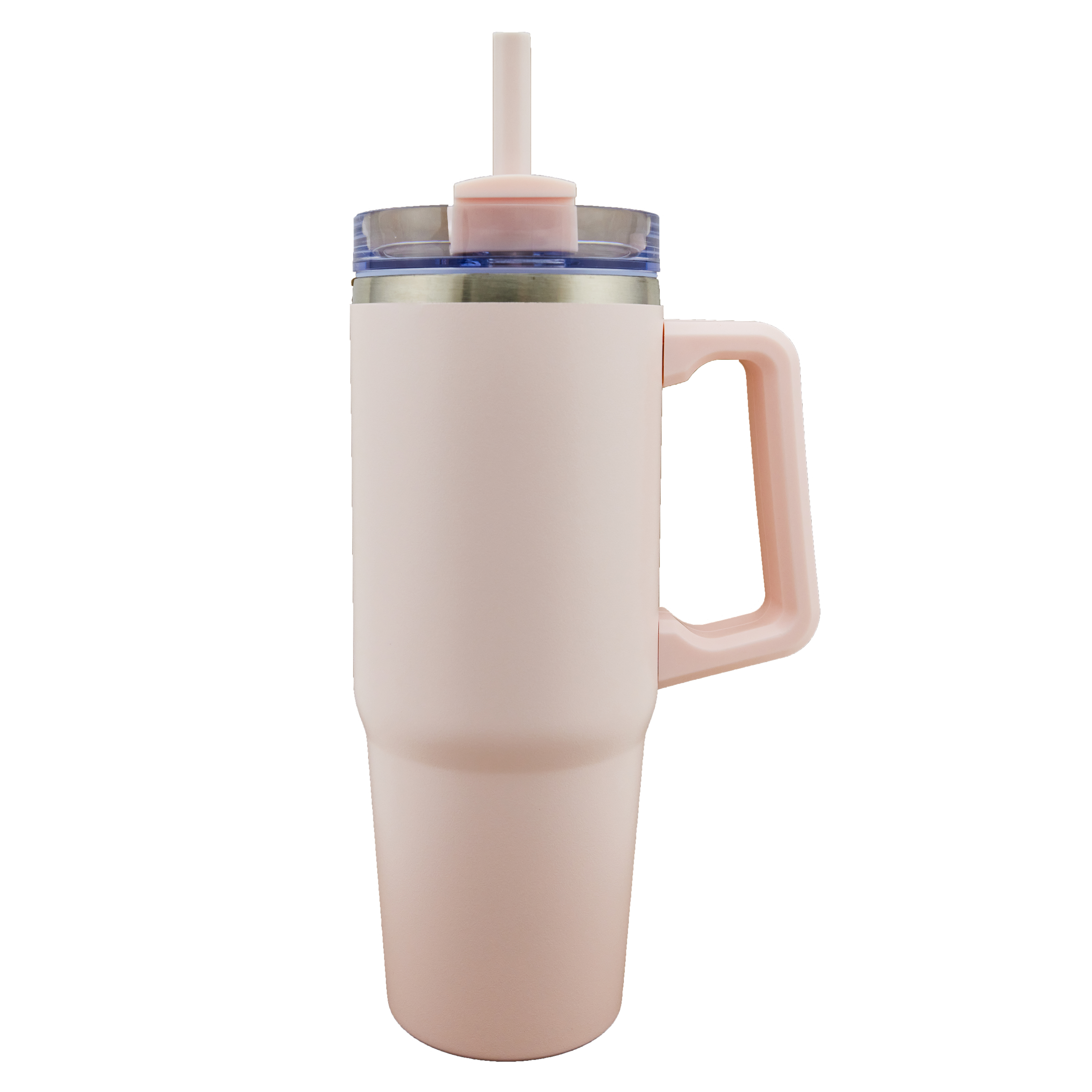 Newport 30 Oz. Double wall Stainless Steel Vacuum Insulated Tumbler w/Handle and Straw (Light Pink) 4