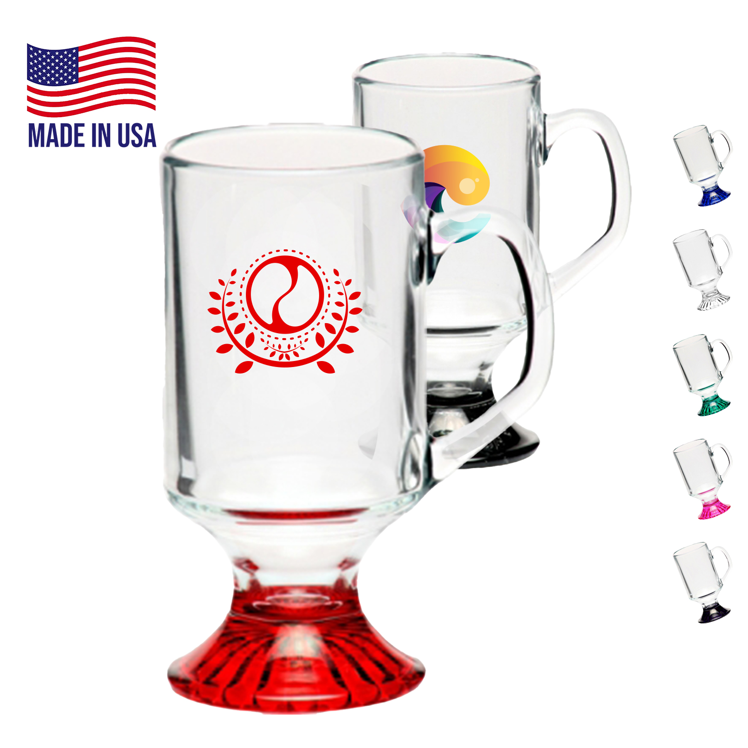 10 oz. USA Made ARC Footed Sports Custom Glass Mug 1