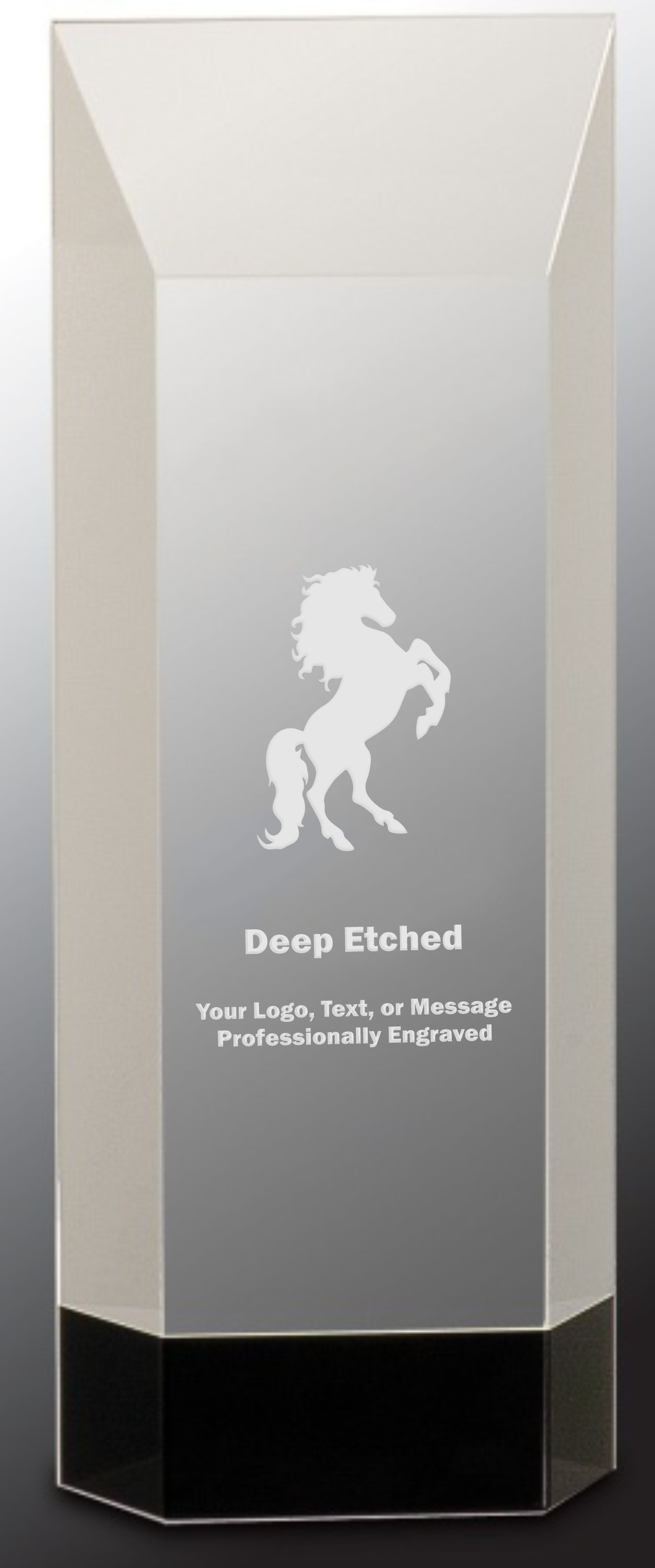 9 1/2" Clear Crystal Self-Standing Rectangle Award on Black Base