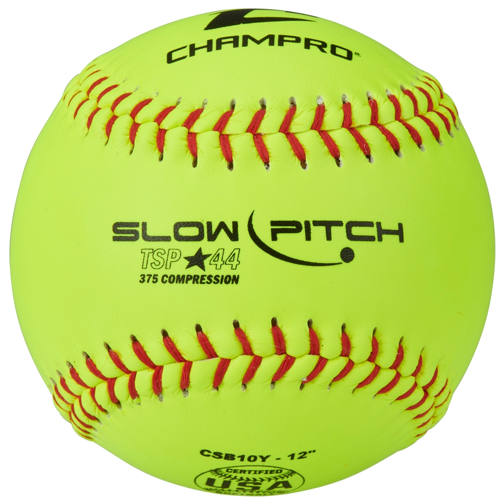 ASA/USA Softball 12" Slow Pitch - Yellow Leather Cover .44 COR