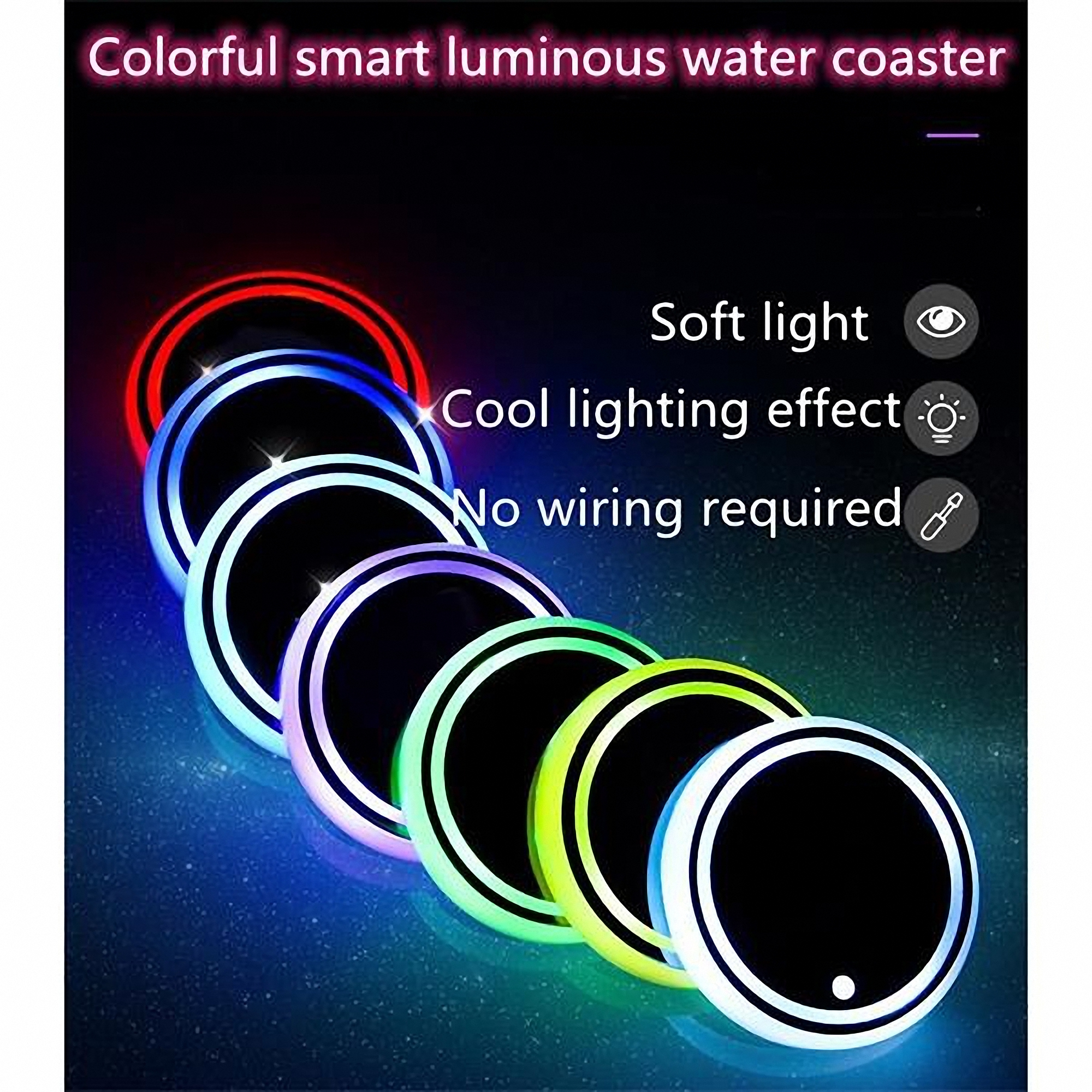 LED Light Up Car Cup Holder Coasters 3