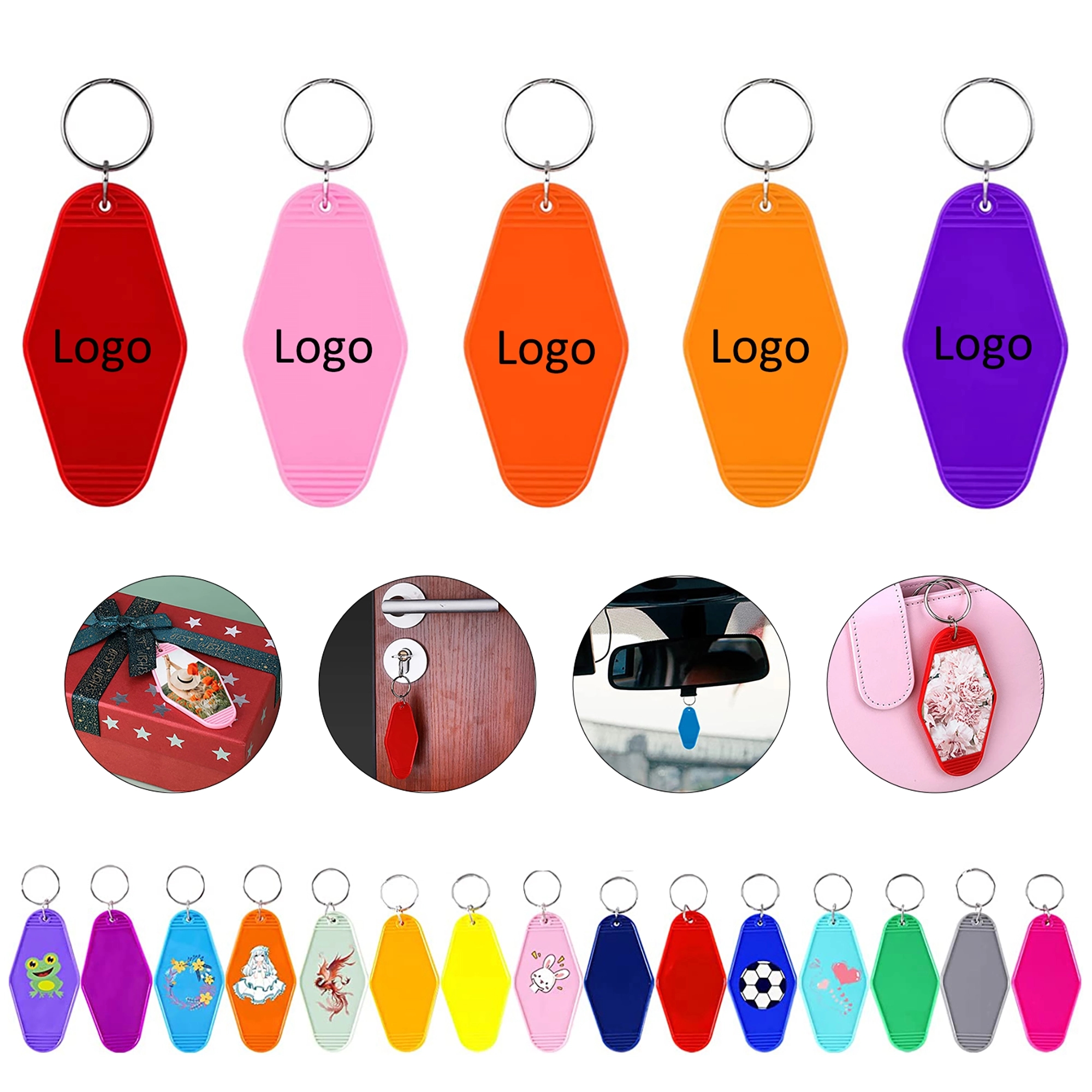 Motel Hotel Blank Tag Rhombus Keychains 3