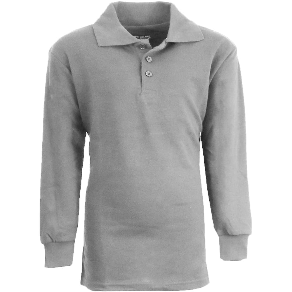 Boys' Uniform Polo Shirts - Sizes 4 - 7 Gray Long Sleeve 2