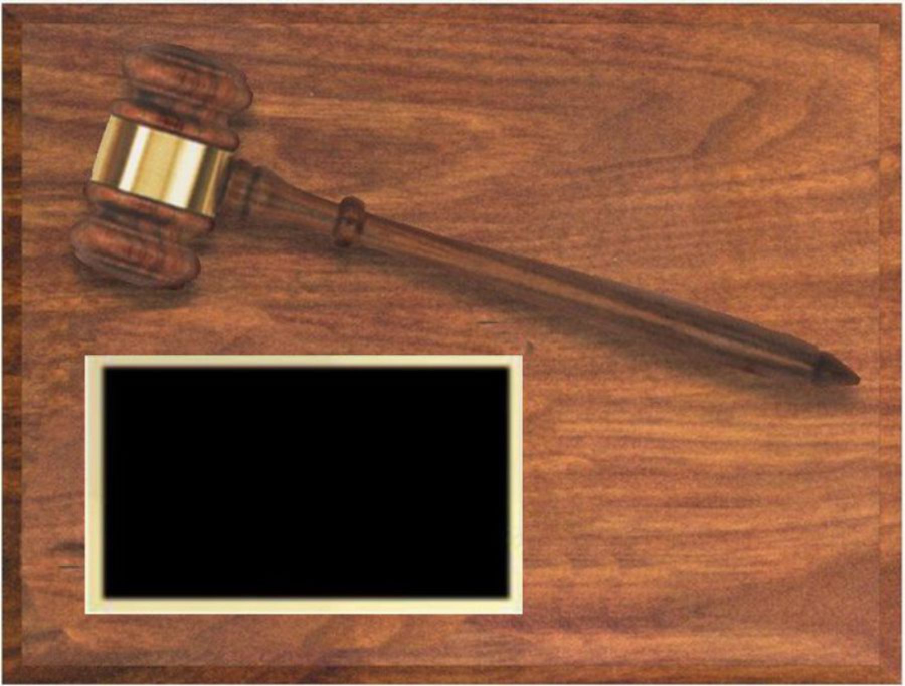 9" x 12" Walnut Finish Plaque with Gavel 2