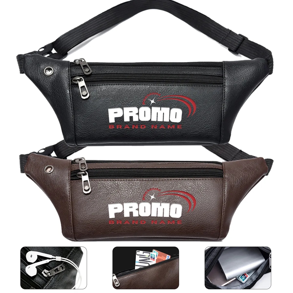 PU Leather Waist Bag Travel Cross body Waist Fanny Bum Pouch 2