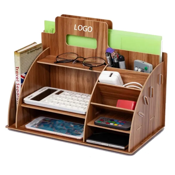 Wooden Desk Organizer with Multiple Compartments