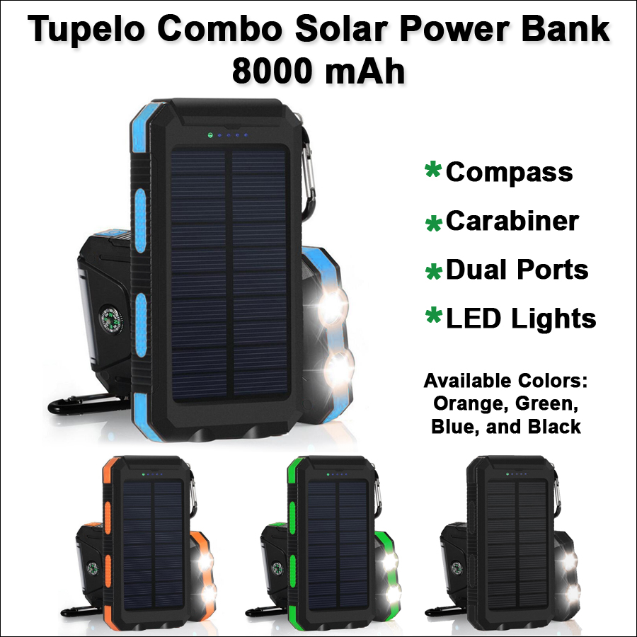 Tupelo Combo Solar Power Bank 8000 mAh