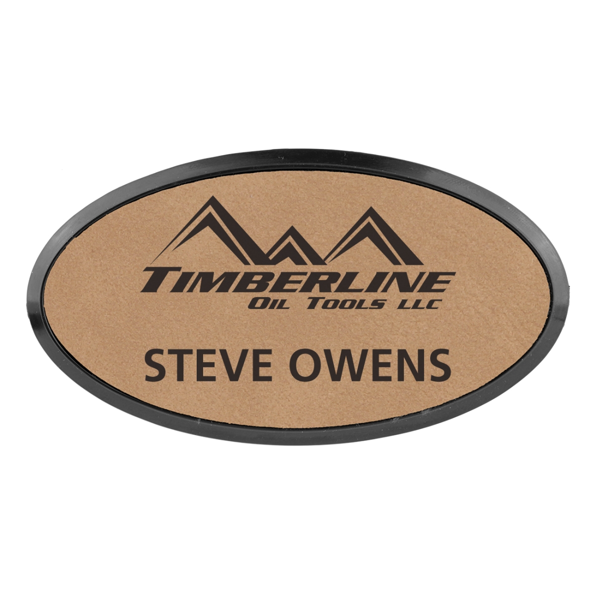 Laser Engraved Leatherette Oval Framed Badge 3" x 1 1/2" 4