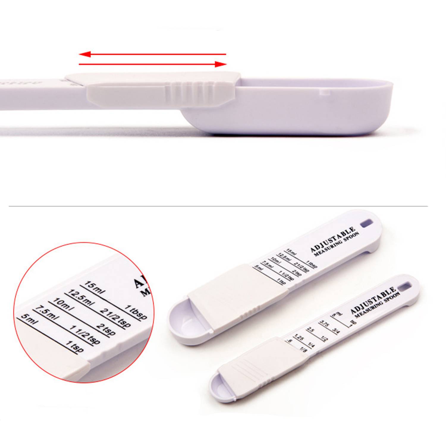 2pcs Adjustable Plastic Measuring Spoon Kitchen 14