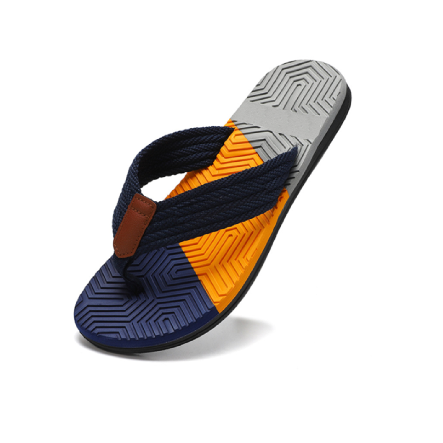 Three Colors Spliced Men'S Flip Flops 4