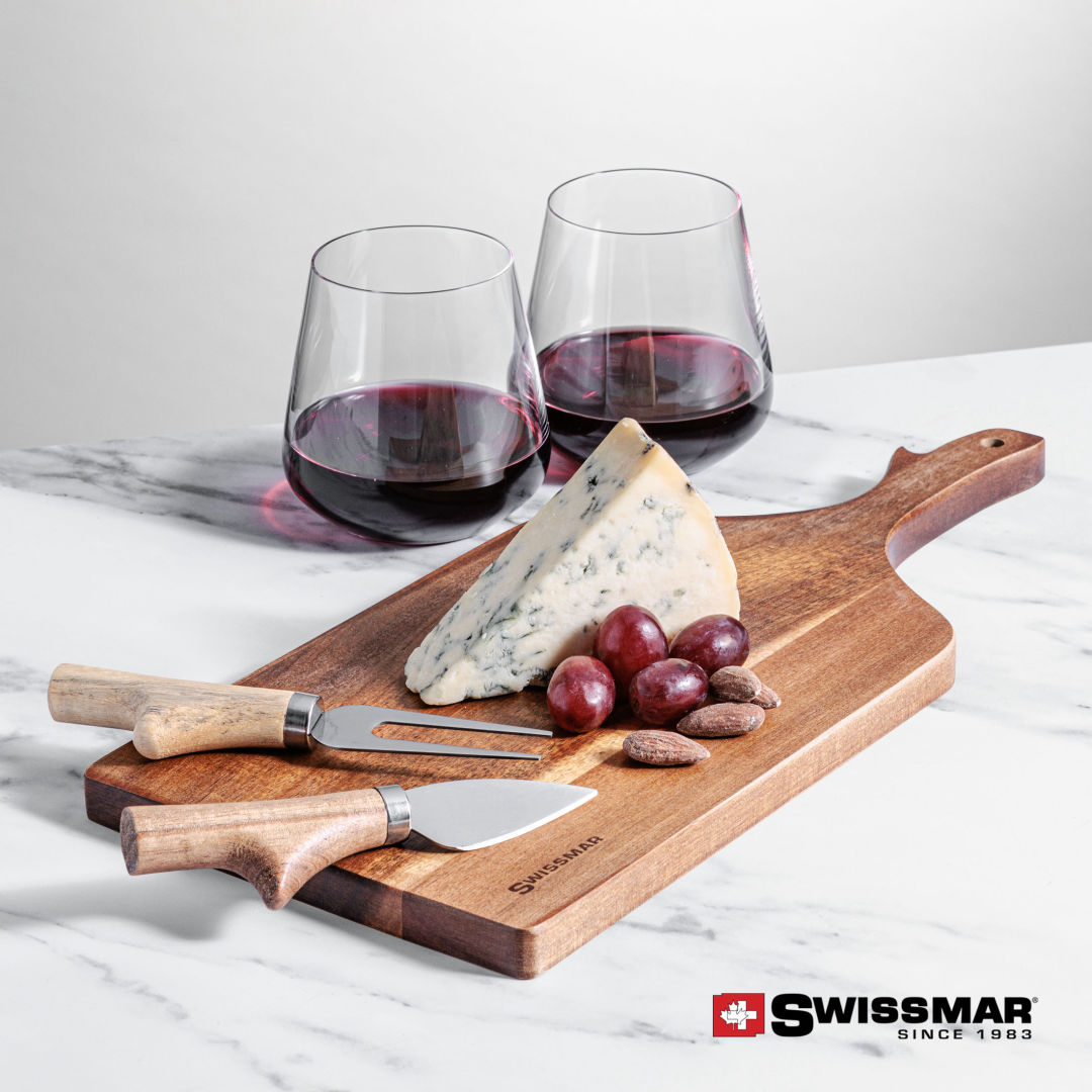 Swissmar® Paddle Board & 2 Breckland Stemless Wine 3