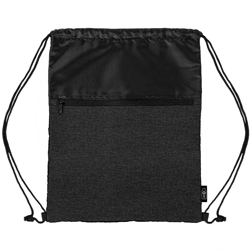 rPET Heather Draw String Bag with Front Zipper Pocket 12