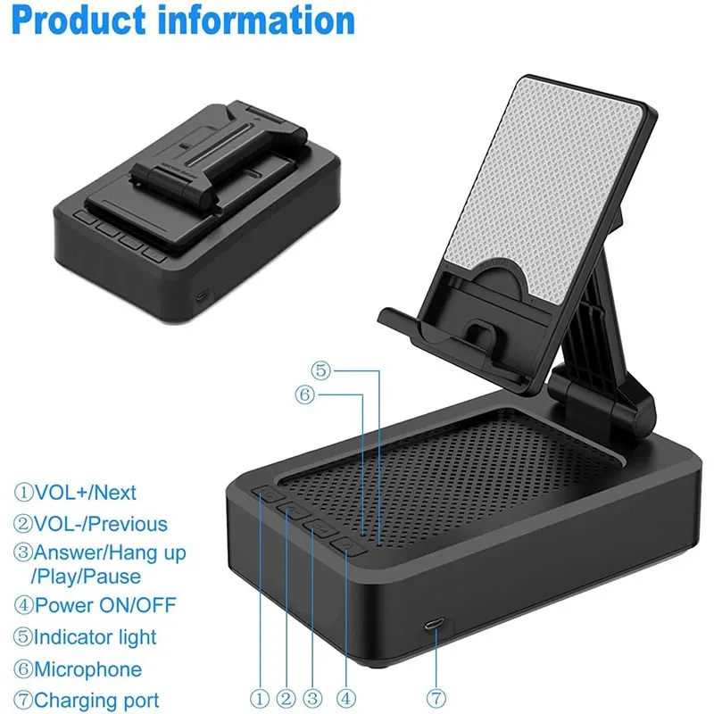 Cell Phone Stand Wireless Bluetooth Speaker Base HD Sound 4
