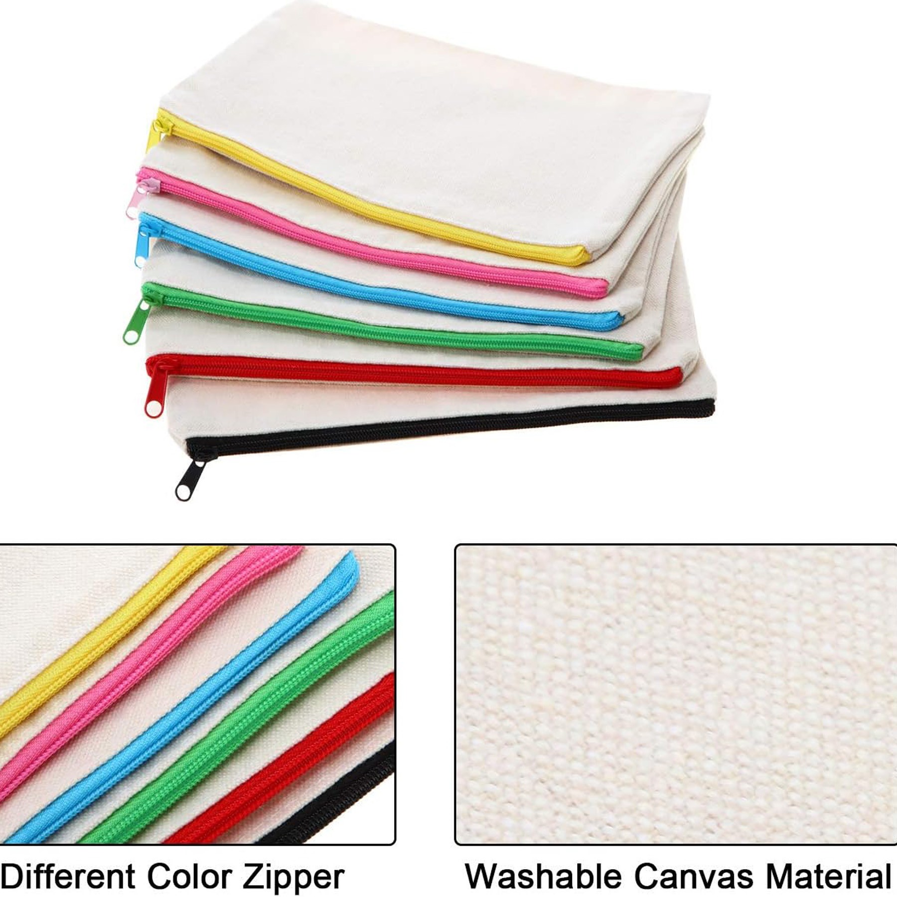 Multipurpose Cosmetics Bag Zipper Canvas Makeup Pouches 5