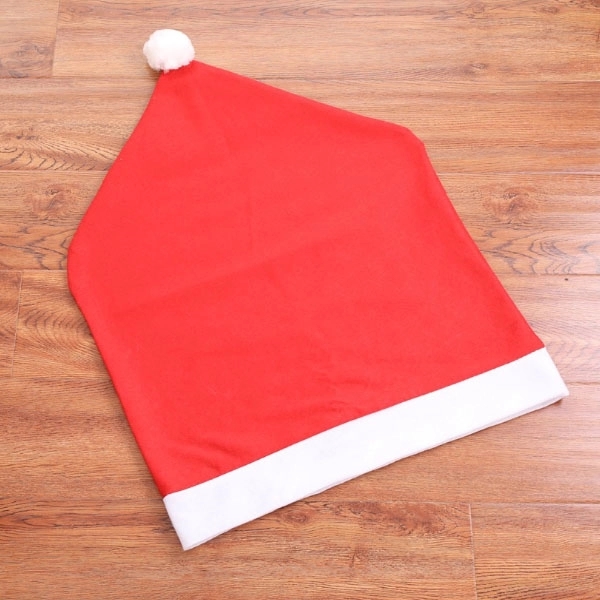 Red Non-woven Santa Hat Christmas Chair Covers 8