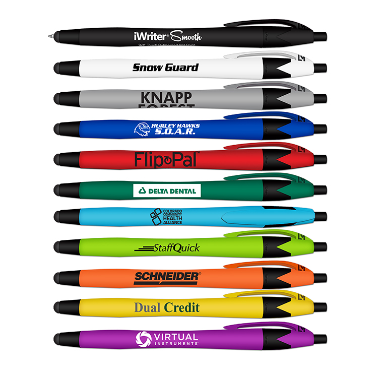 iWriter Smooth Soft Touch Rubberized Stylus & Pen Combo - Black Writing Ink