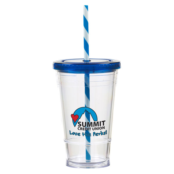 16 oz Slurpy with Colored Lid & Striped Straw Tumbler 4