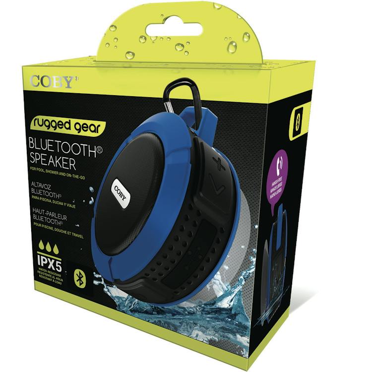 COBY Splashproof Bluetooth Speakers - Portable Blue Suction Cup