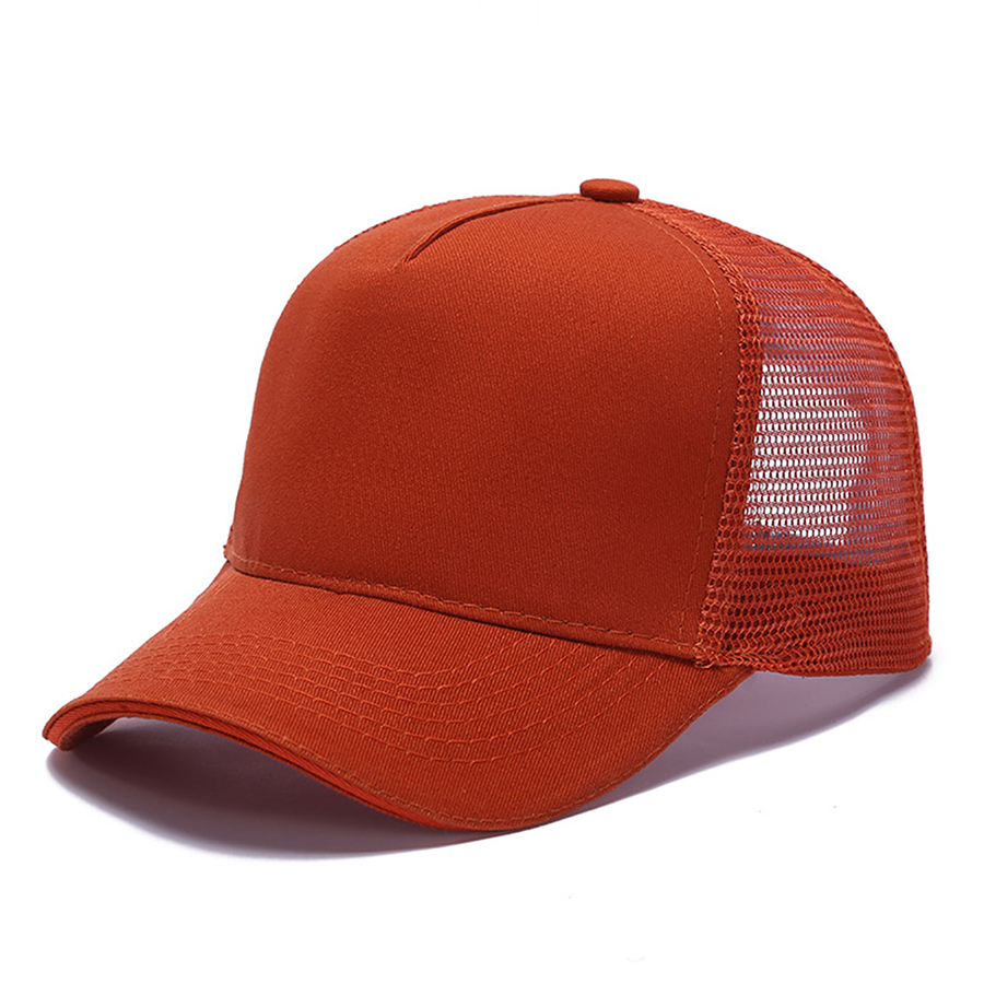Stock Solid Color Cotton 5-Panel Trucker Cap 5