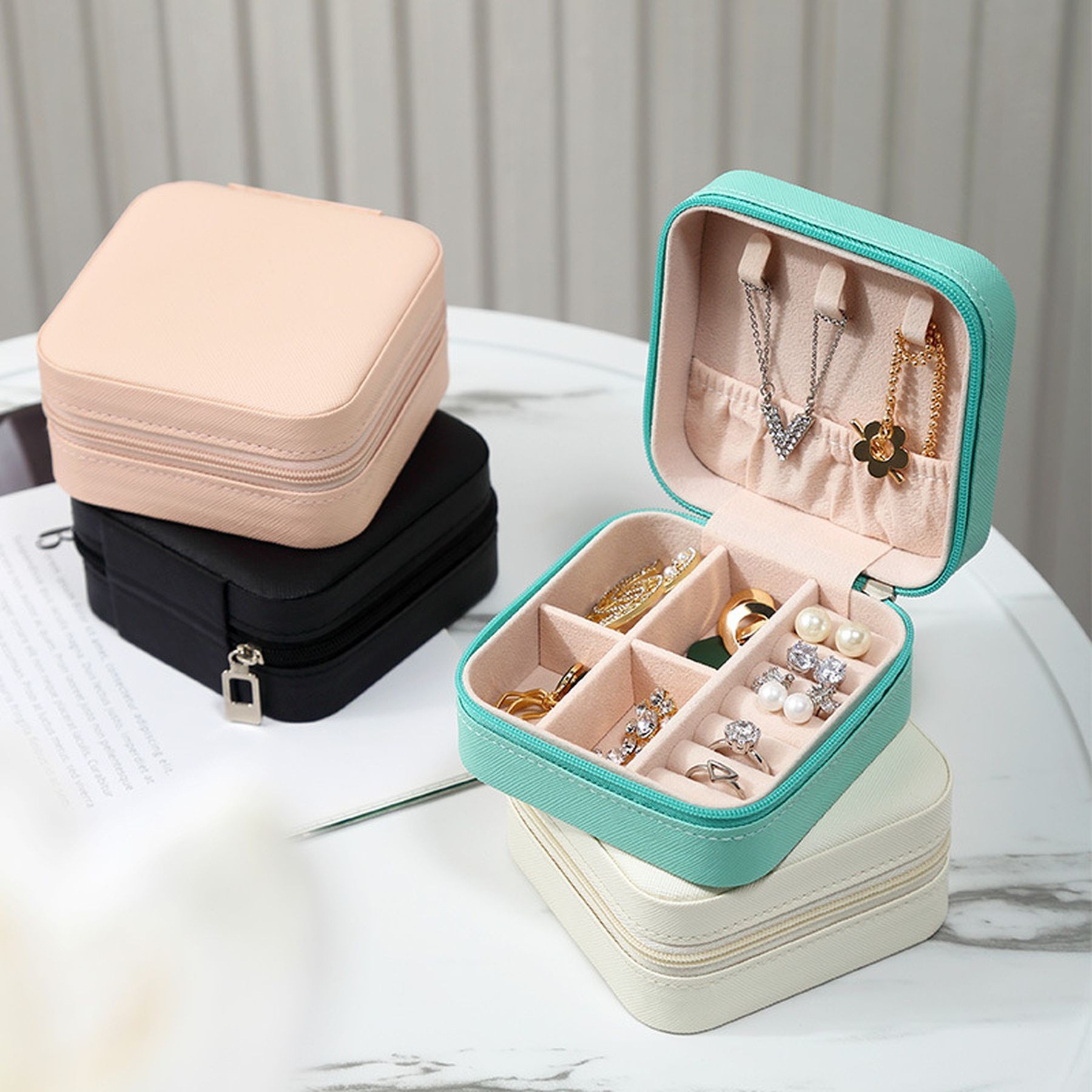 Pu Leather Small Jewelry Box Travel Portable Jewelry Case 6