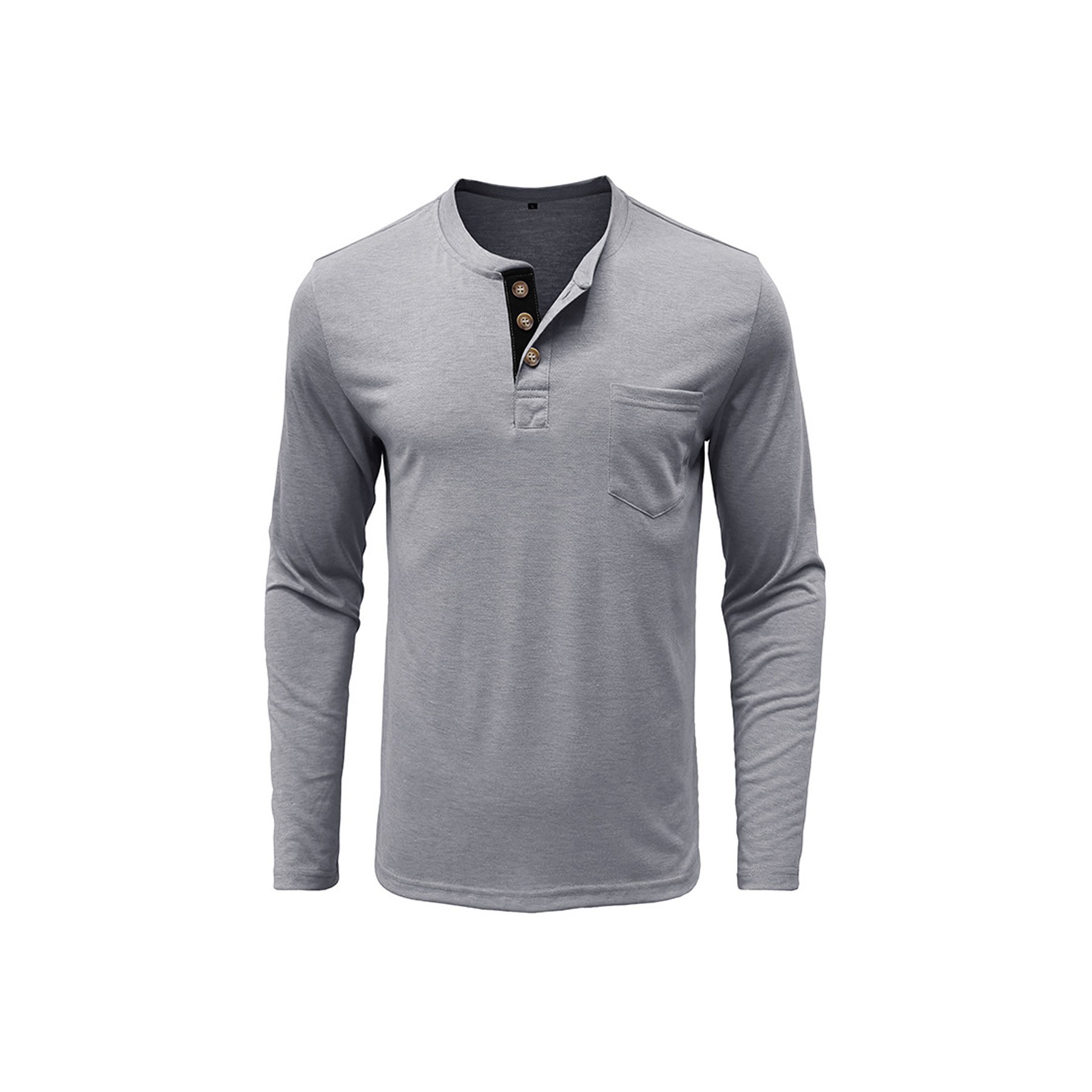 Men 3 Button Long Sleeve Shirt 2