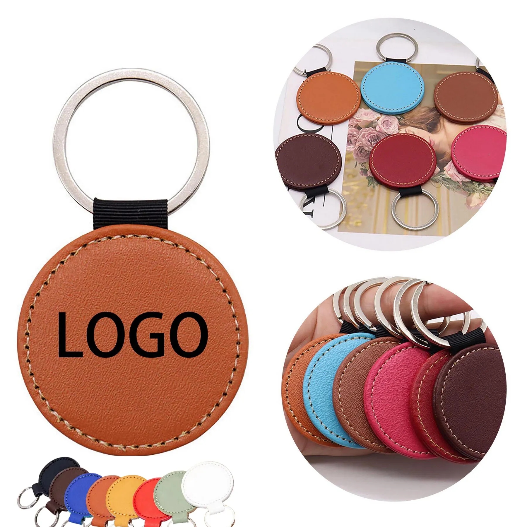 Simulated Leather Circular Key Chain 3