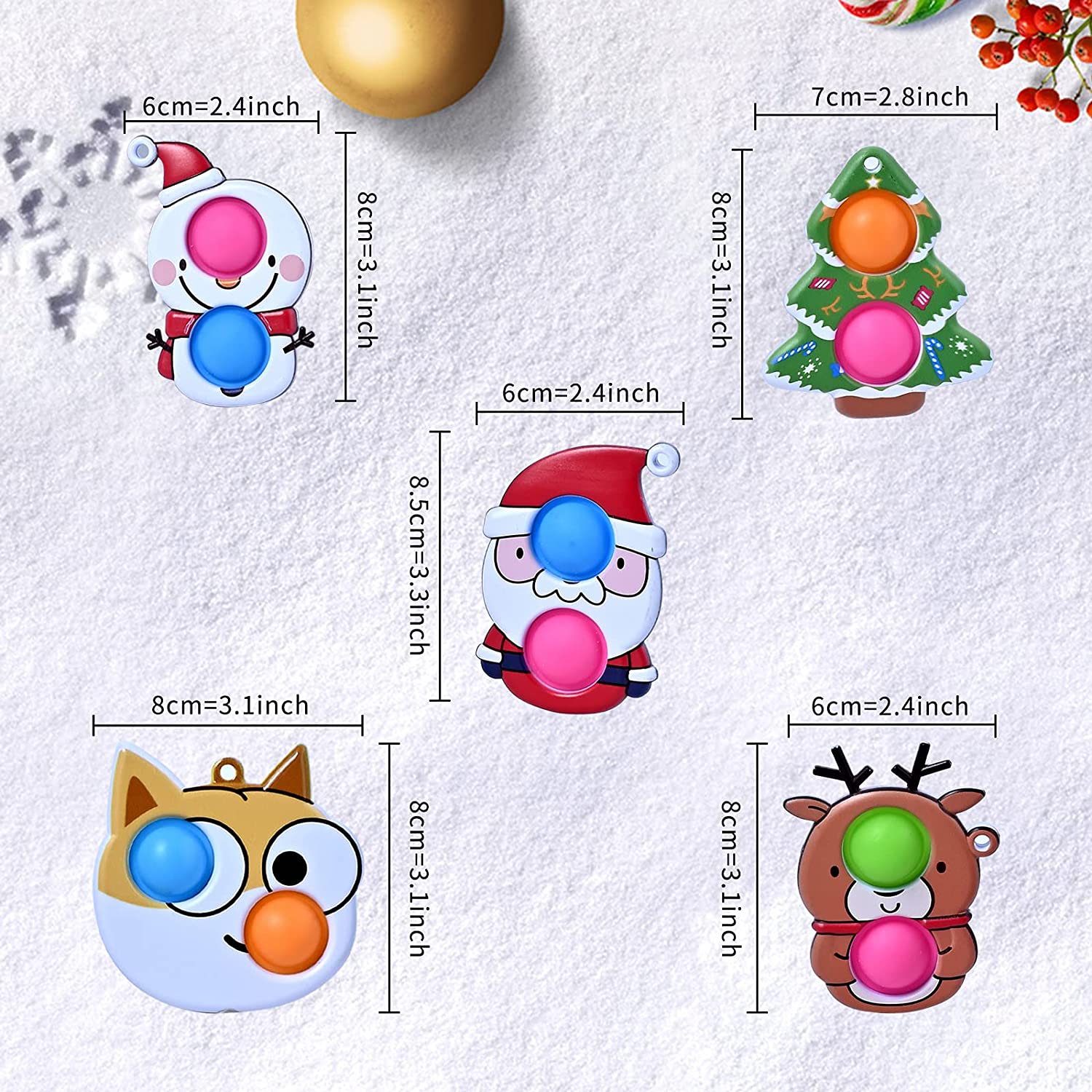 Christmas Mini Pop Fidget Simple Dimple Bubble Sensory Toy for Kids and Adults 12