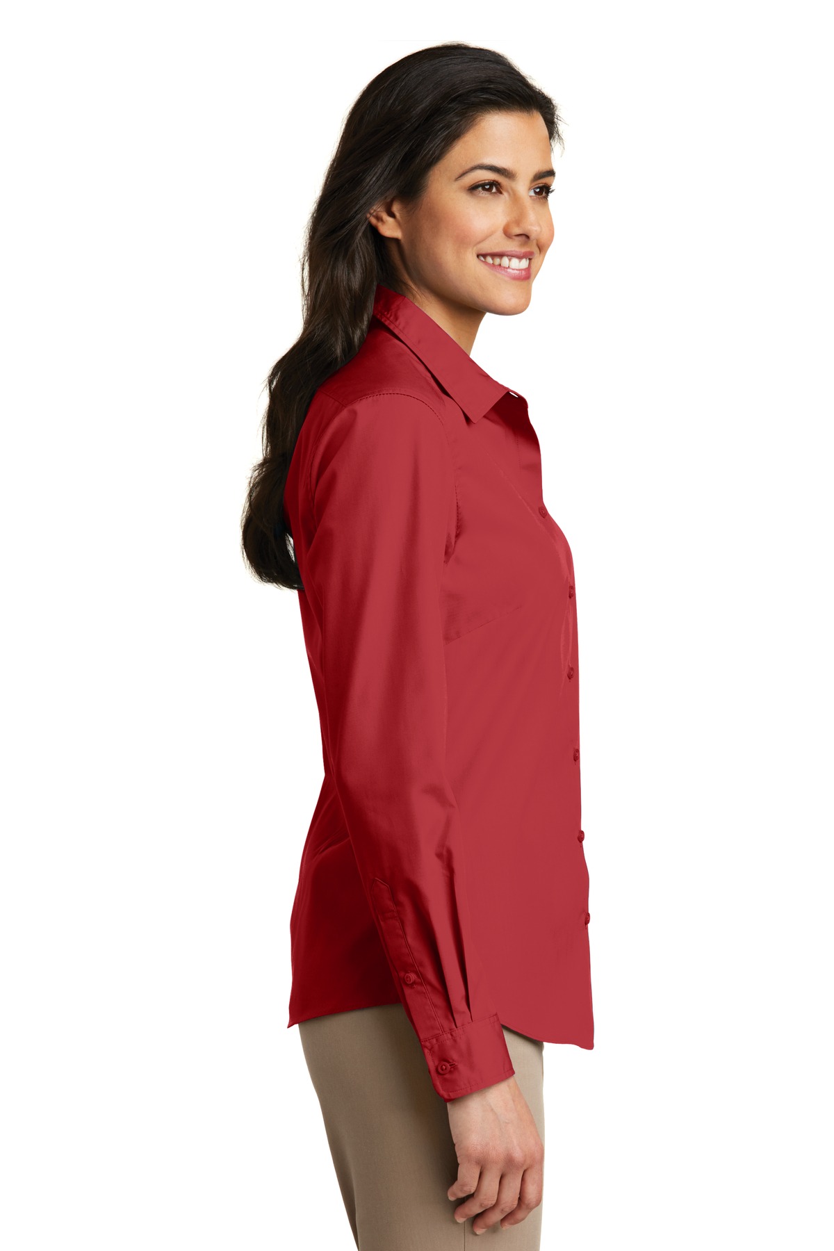 Port Authority Women's Long Sleeve Carefree Poplin Shirt. LW100 1