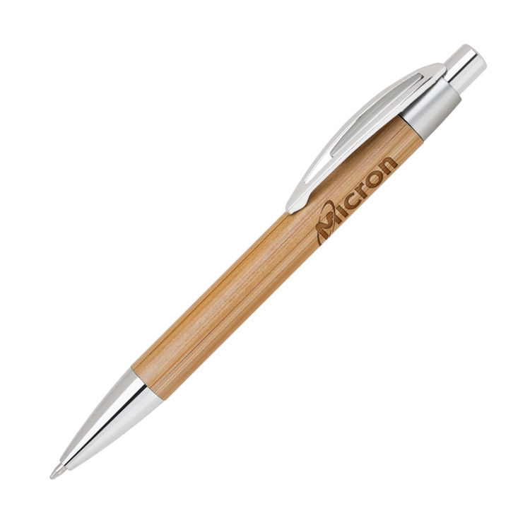 Bamboo-I Retractable Eco-Friendly Pens with Silver Trims 3