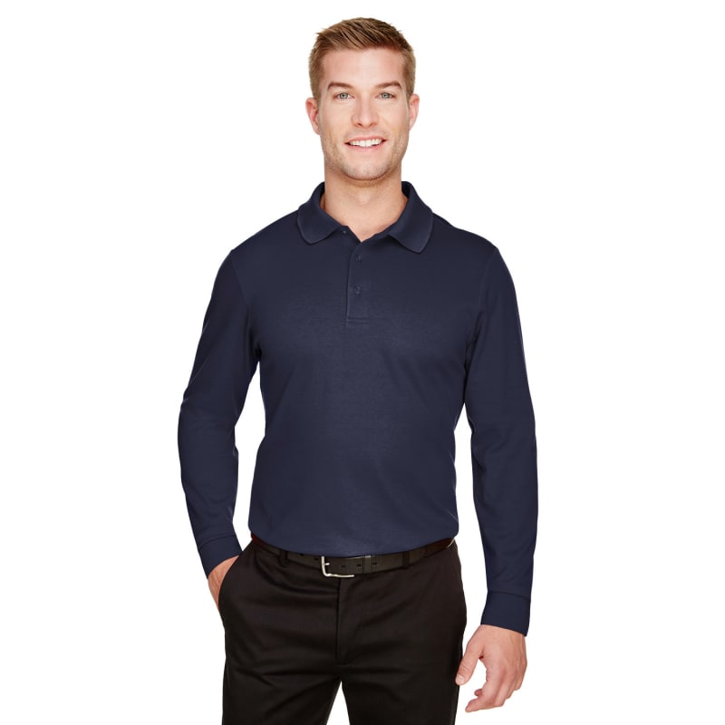 Devon & Jones CrownLux Performance™ Men's Tall Plaited Long Sleeve Polo 7