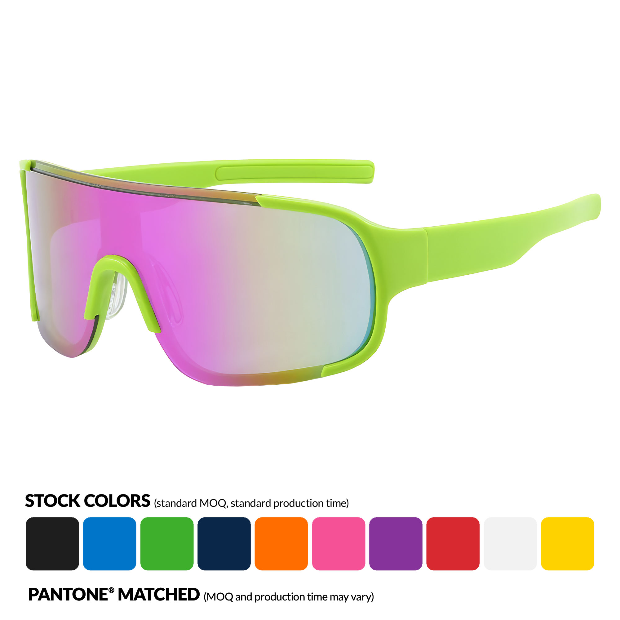 Sport Viper Mirror Sunglasses w/ 1 Color Temple Imprint 2