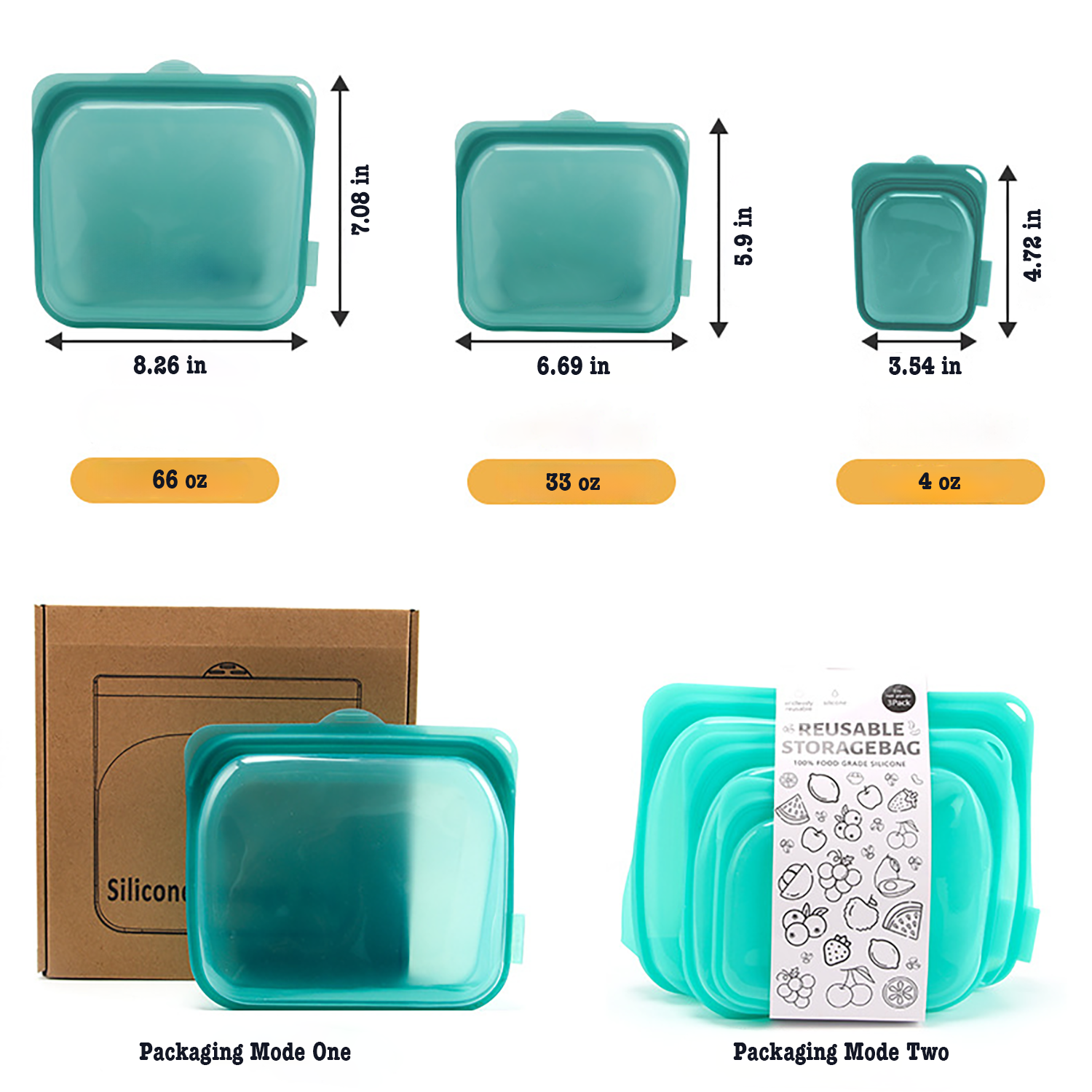 Stand-Up Food Grade Reusable Silicone Storage Bag 6