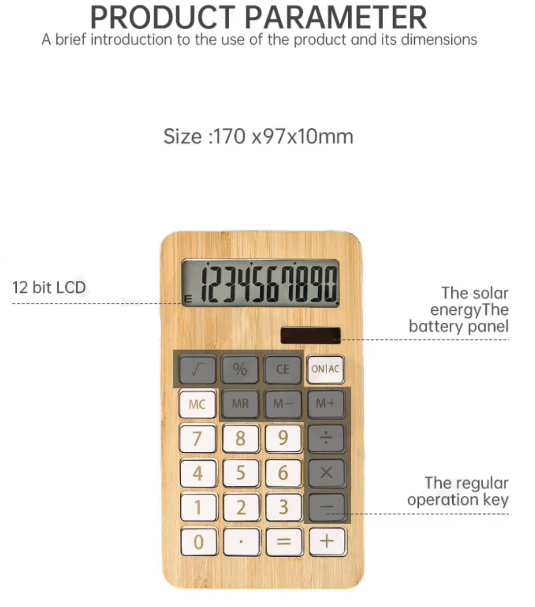 Wooden Solar Calculator Standard Function Desktop Calculator 4