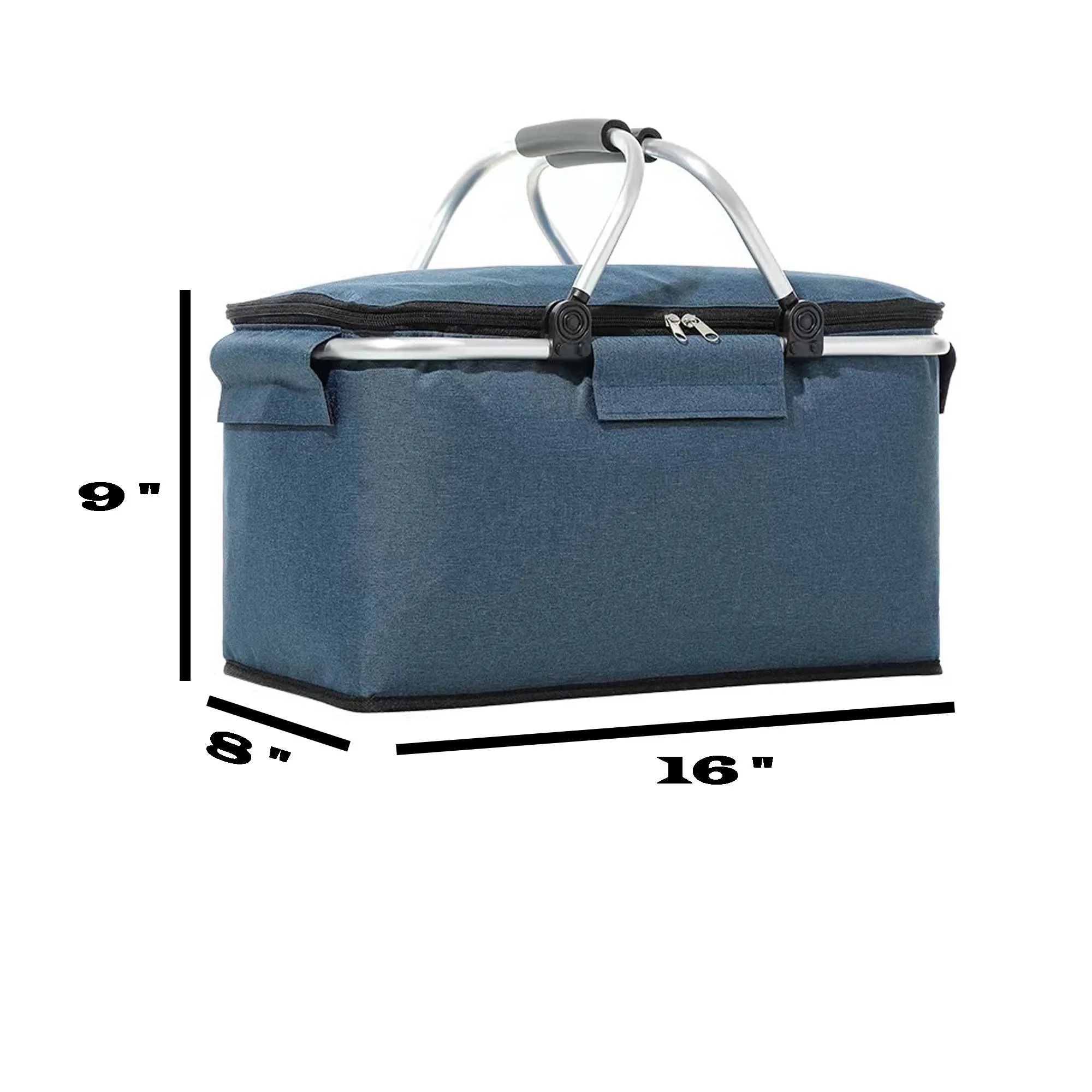 Portable Collapsible Insulated Picnic Basket with Handles 3