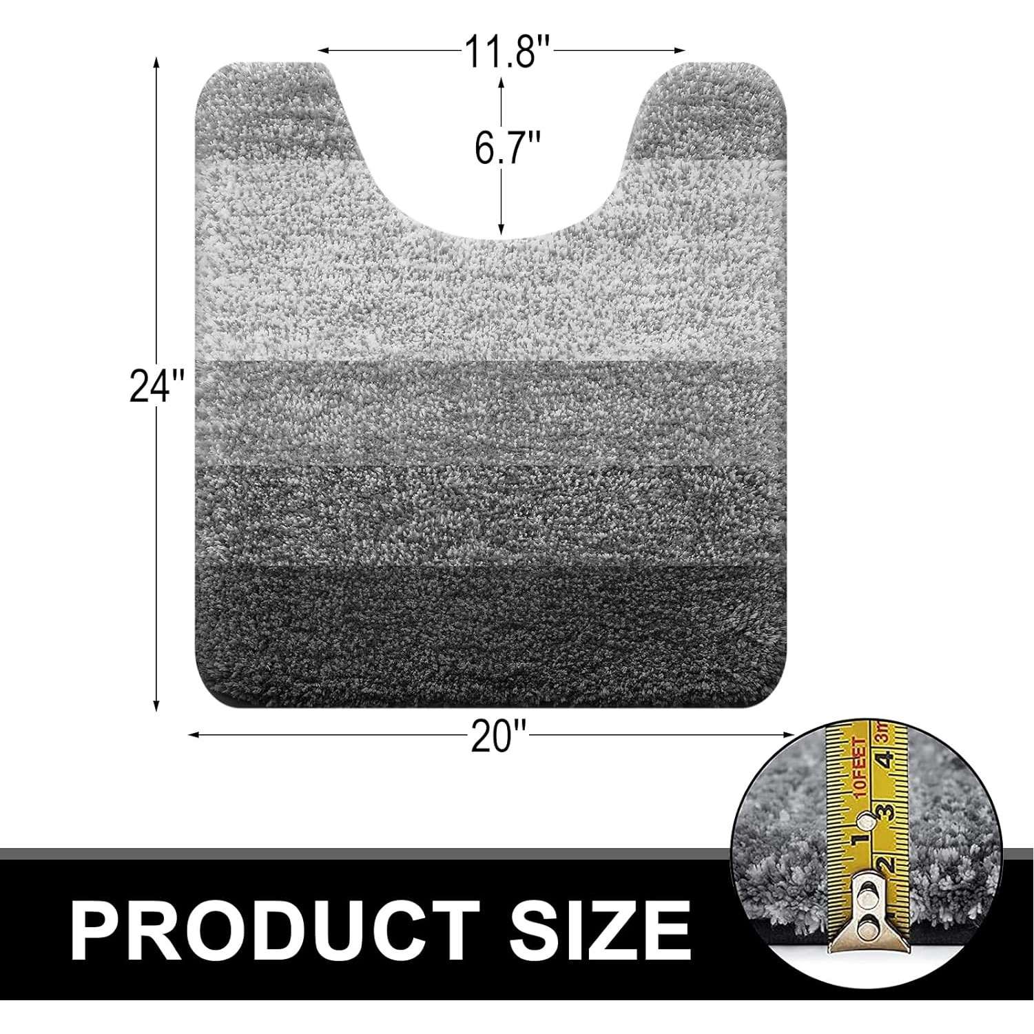 U-Shaped Microfiber Toilet Rug, Soft & Absorbent, Non-Slip, Machine Washable 2