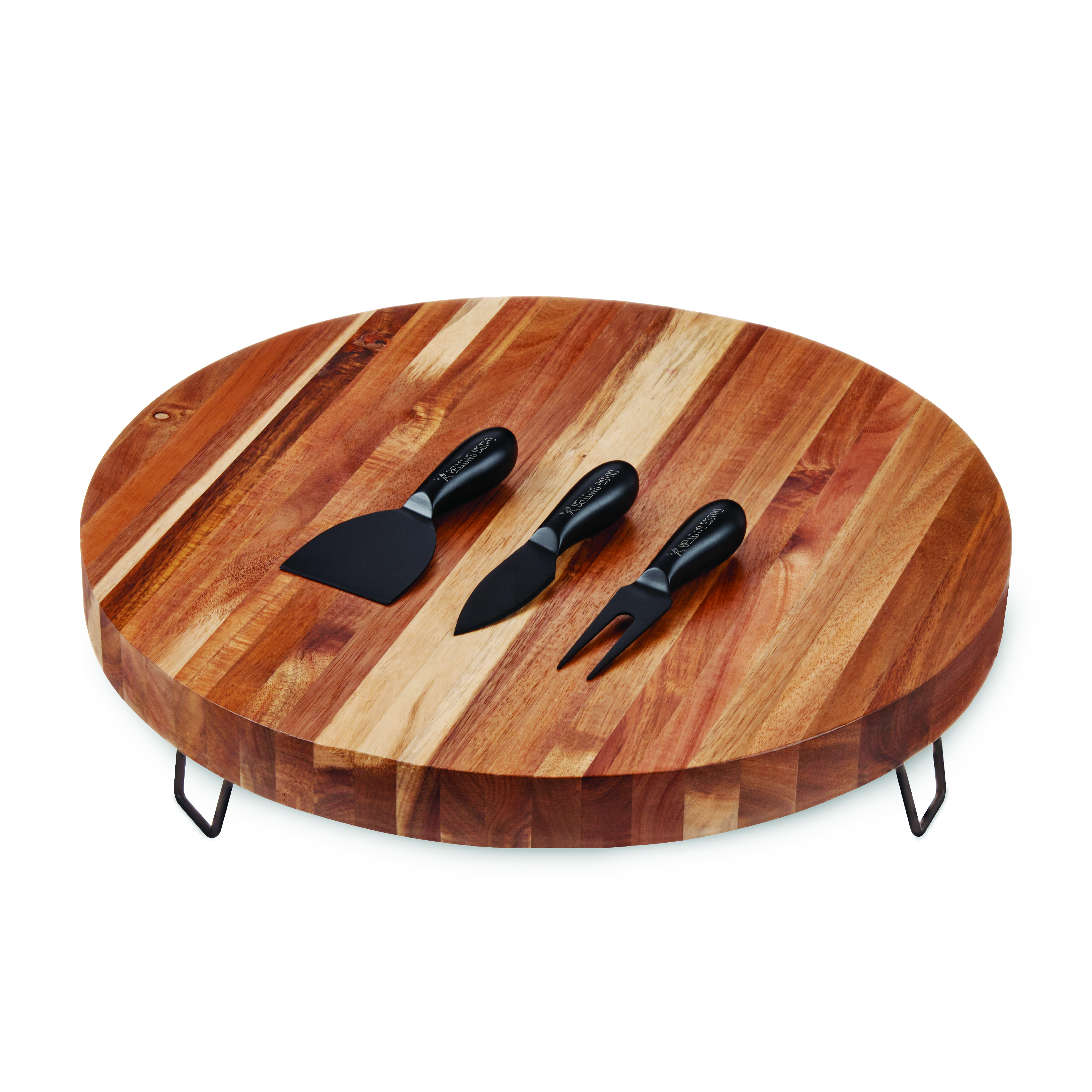 Twine Living® Acacia Footed Cheese Board & Knife Set