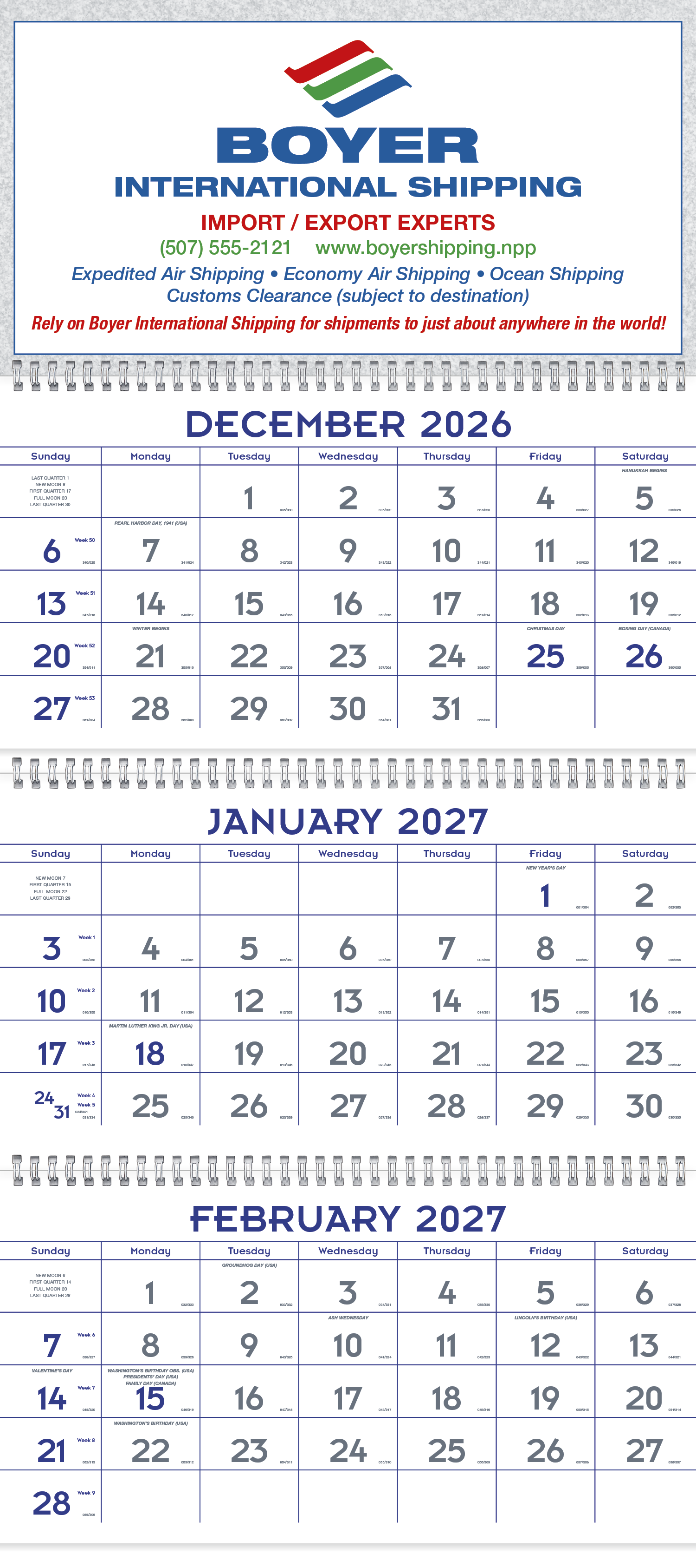 Triumph® Calendars Blue & Grey Commercial Planner 3
