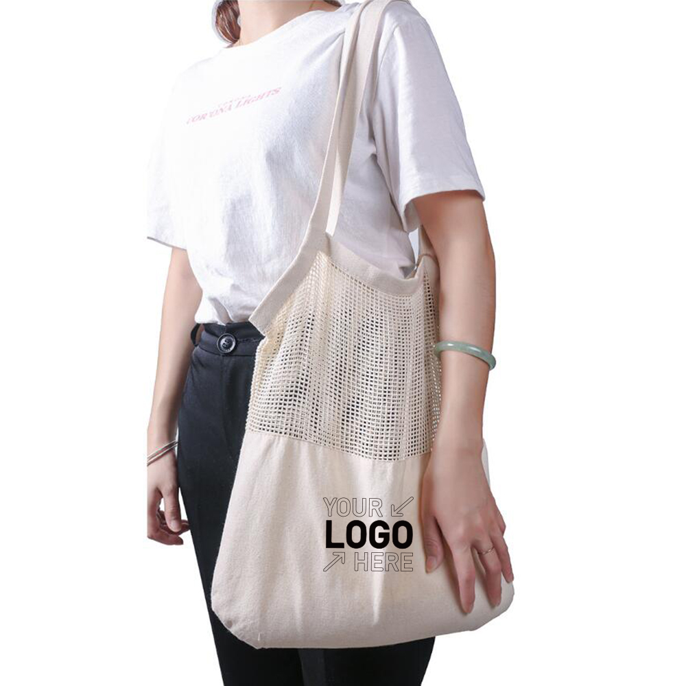 Organic Cotton Mesh Bags, custom tote bag with logo imprint 4