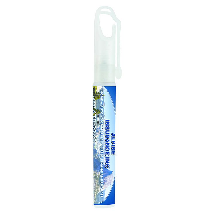"SprayClip" 10 ml. Antibacterial Hand Sanitizer Spray Pump Bottle with Carabiner Clip Cap(PhotoImage 4