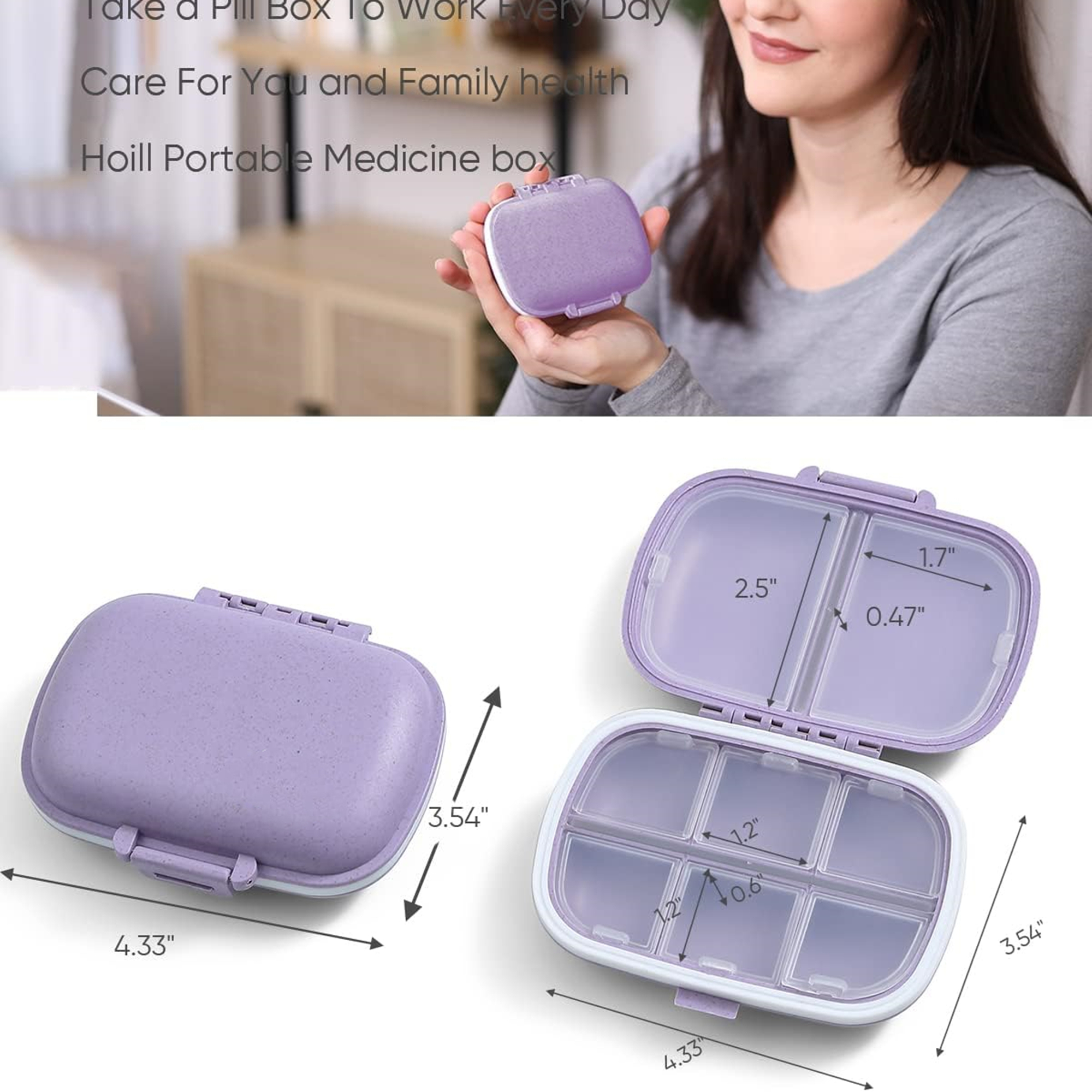 Travel Pill Organizer With 8 Compartments 4