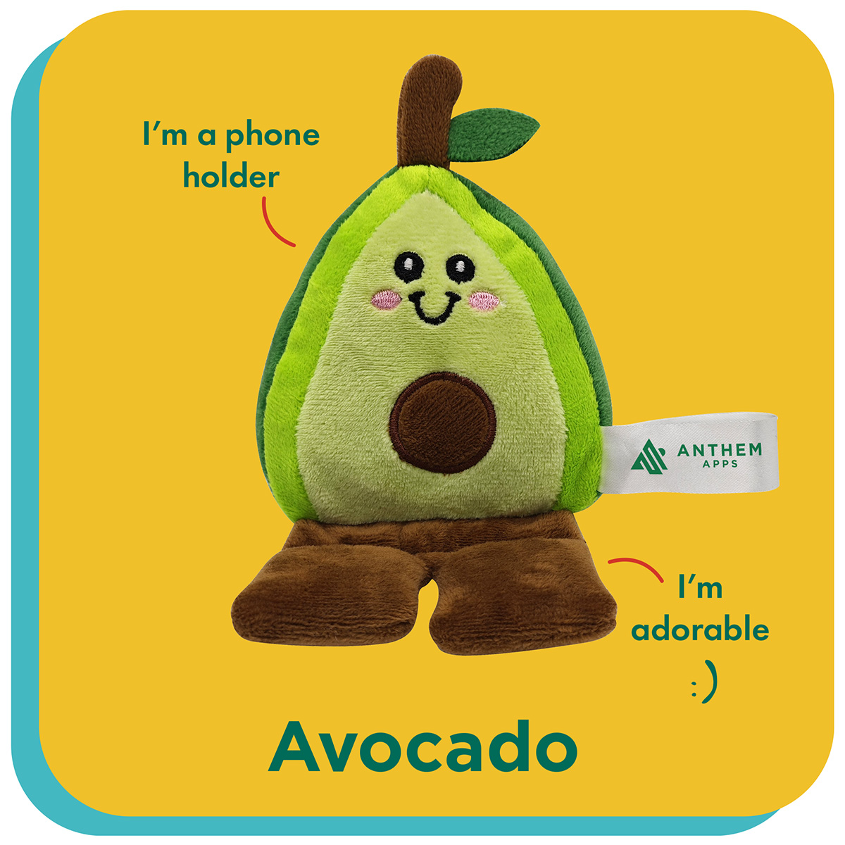 Phone Pals™ Weighted Plush Phone Holder - Avocado 7